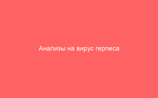 Анализы на вирус герпеса